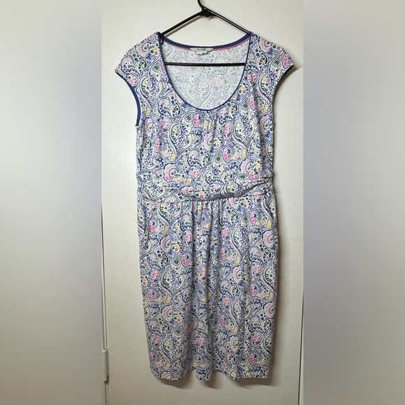 Boden Margot Paisley Floral Jersey Cap Sleeve Sheath Stretchy White Dress 10P - Picture 2 of 14